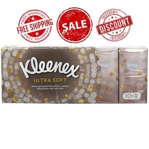 Kleenex Ultra Soft Facial Tissue, Pocket Pack, Pack of 10